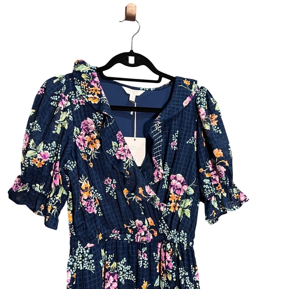 LC Lauren Conrad Ruffled Wrap Maxi Dress Blue Size Small CottageCore Cottage - Picture 2 of 11